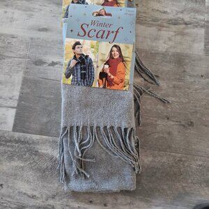 NEW Winter Scarf 100% Polyester 13in x 72 in Unisex All Ages, Light Gray